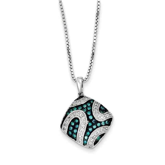 Necklaces Goldia Sterling Silver Blue u0026 White Diamond Square Pendant
