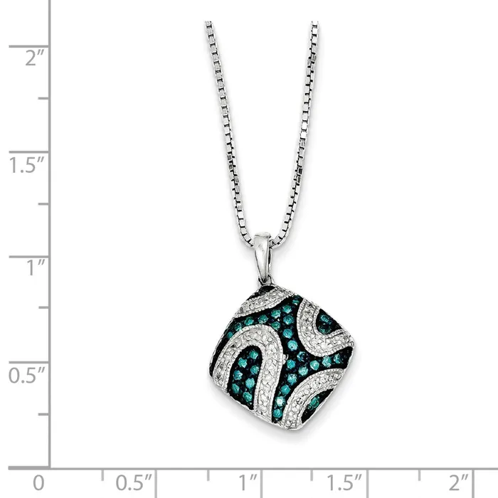 Necklaces Goldia Sterling Silver Blue u0026 White Diamond Square Pendant