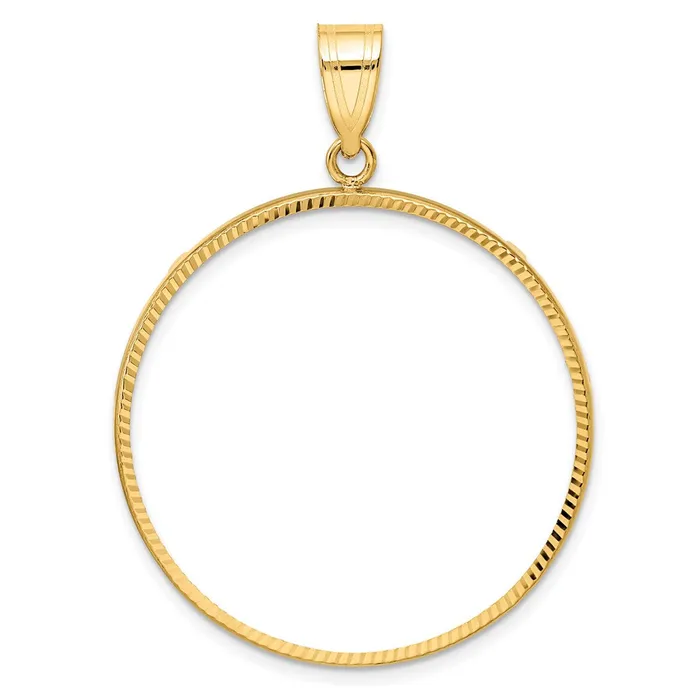 Necklaces Goldia Wideband Distinguished Coin Jewelry 14k Yellow Goldy Diamondcut Prong 320mm Coin Bezel Pendant