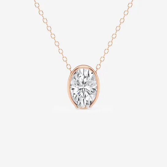 Necklaces JMS always Original Brilliant Diamond 150 cttw 14KT Rose Gold Bezel Setting OvalCut Lab Grown Diamond Pendant Necklace for WomenVS2 Necklaces JMS always Original Brilliant Diamond 150 cttw 14KT Rose Gold Bezel Setting OvalCut Lab Grown Diamond Pendant Necklace for WomenVS2