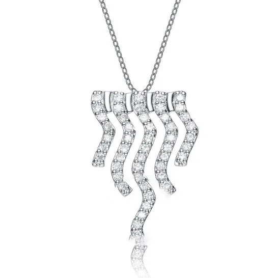 Necklaces JMS always Original Megan Walford Elegant Sterling Silver Round Clear Cubic Zirconia Accent Pendant Necklace Necklaces JMS always Original Megan Walford Elegant Sterling Silver Round Clear Cubic Zirconia Accent Pendant Necklace