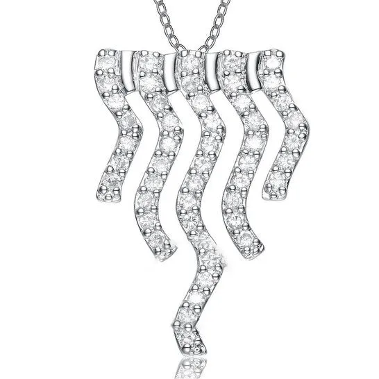 Necklaces JMS always Original Megan Walford Elegant Sterling Silver Round Clear Cubic Zirconia Accent Pendant Necklace Necklaces JMS always Original Megan Walford Elegant Sterling Silver Round Clear Cubic Zirconia Accent Pendant Necklace