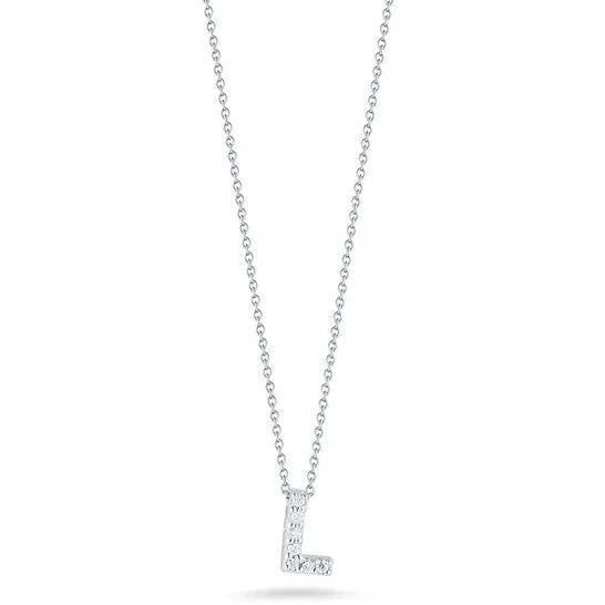 Necklaces JMS always Original Roberto Coin Love Letter L White Gold And Diamonds Pendant Necklaces JMS always Original Roberto Coin Love Letter L White Gold And Diamonds Pendant