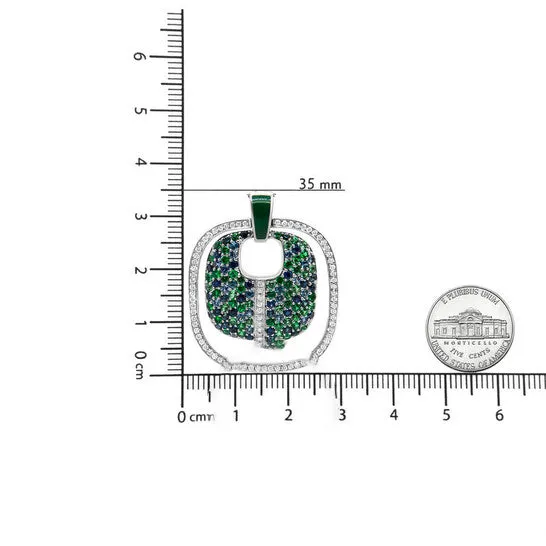 Necklaces Original 925 Sterling Silver Green Enamel Pendant with 12 Cttw Diamond Sapphire and Tsavorite Openwork Statement 18 Pendant Necklace JMS always Necklaces Original 925 Sterling Silver Green Enamel Pendant with 12 Cttw Diamond Sapphire and Tsavorite Openwork Statement 18 Pendant Necklace JMS always