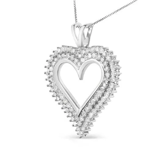 Necklaces Original Haus of Brilliance 925 Sterling Silver 200 Cttw Diamond Heart 18 Pendant Necklace IJ Color I2I3 Clarity JMS always
