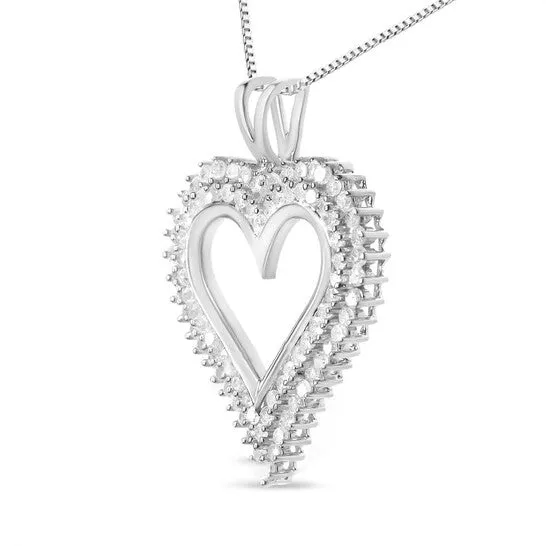 Necklaces Original Haus of Brilliance 925 Sterling Silver 200 Cttw Diamond Heart 18 Pendant Necklace IJ Color I2I3 Clarity JMS always