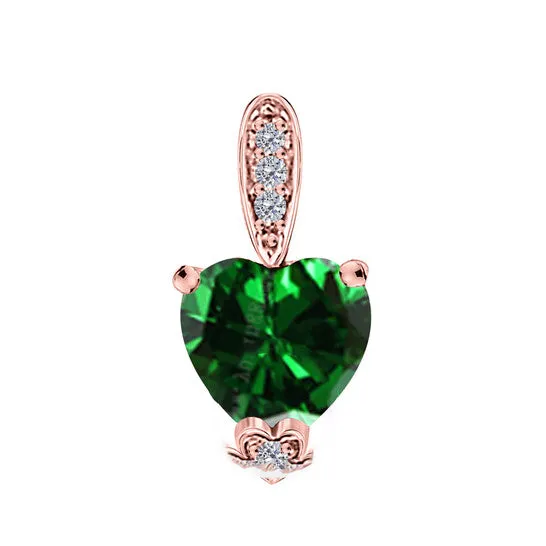 Necklaces Original Maulijewels 125 Carat Heart Shape Emerald Gemstone And White Diamond Pendant In 10k Rose Gold With 18 10k Rose Gold Plated Sterling Silver Box Chain JMS always Necklaces Original Maulijewels 125 Carat Heart Shape Emerald Gemstone And White Diamond Pendant In 10k Rose Gold With 18 10k Rose Gold Plated Sterling Silver Box Chain JMS always
