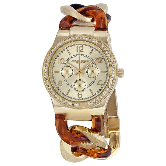 Original Akribos GMT MultiFunction Tortoise Resin and GoldTone Ladies Watch AK562YG JMS always Rings Original Akribos GMT MultiFunction Tortoise Resin and GoldTone Ladies Watch AK562YG JMS always Rings