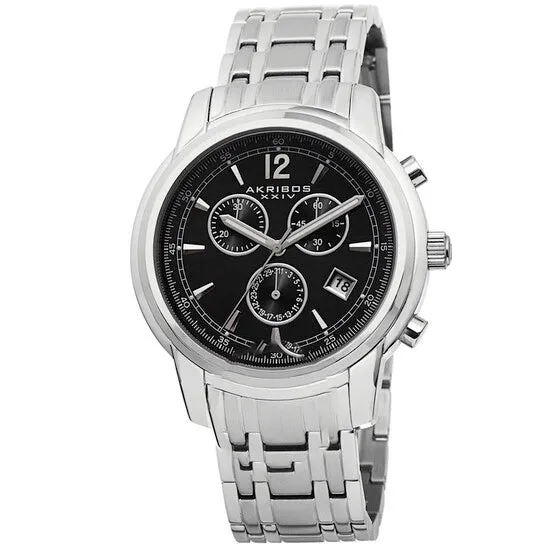 Original Akribos XXIV Black Dial Stainless Steel Mens Watch AK692SSB JMS always Bracelets