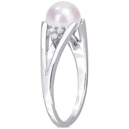 Original Amour 775mm Freshwater Cultured Pearl and Diamond Accent SplitShank Ring in Sterling Silver JMS always Rings Original Amour 775mm Freshwater Cultured Pearl and Diamond Accent SplitShank Ring in Sterling Silver JMS always Rings