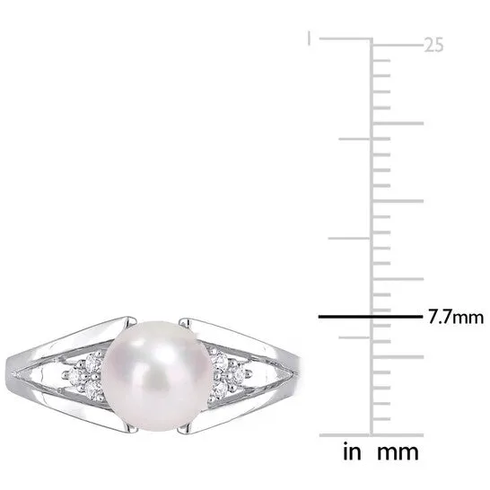 Original Amour 775mm Freshwater Cultured Pearl and Diamond Accent SplitShank Ring in Sterling Silver JMS always Rings Original Amour 775mm Freshwater Cultured Pearl and Diamond Accent SplitShank Ring in Sterling Silver JMS always Rings