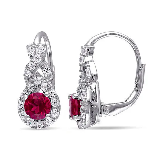 Original AMOUR Created Ruby and White Sapphire Twist Leverback Earrings In Sterling Silver JMS always Earrings Original AMOUR Created Ruby and White Sapphire Twist Leverback Earrings In Sterling Silver JMS always Earrings