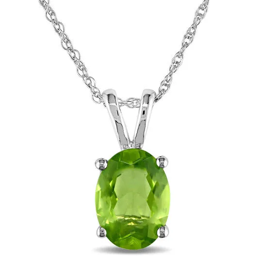 Original AMOUR Oval Peridot Solitaire Pendant with Chain In 10K White Gold JMS always Necklaces Original AMOUR Oval Peridot Solitaire Pendant with Chain In 10K White Gold JMS always Necklaces