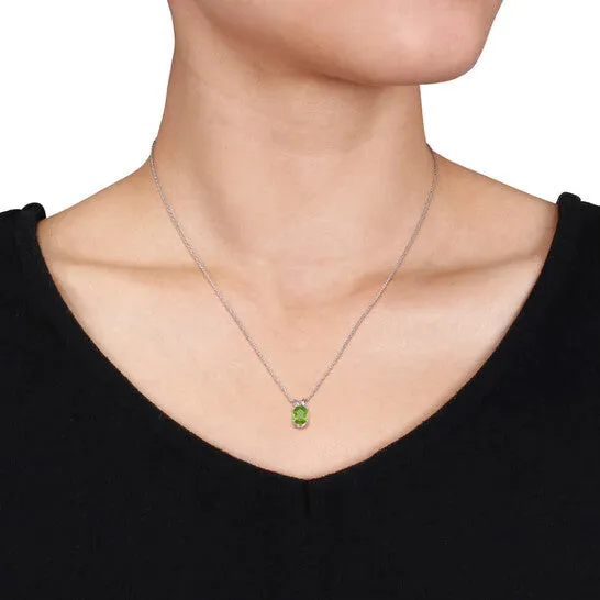 Original AMOUR Oval Peridot Solitaire Pendant with Chain In 10K White Gold JMS always Necklaces Original AMOUR Oval Peridot Solitaire Pendant with Chain In 10K White Gold JMS always Necklaces