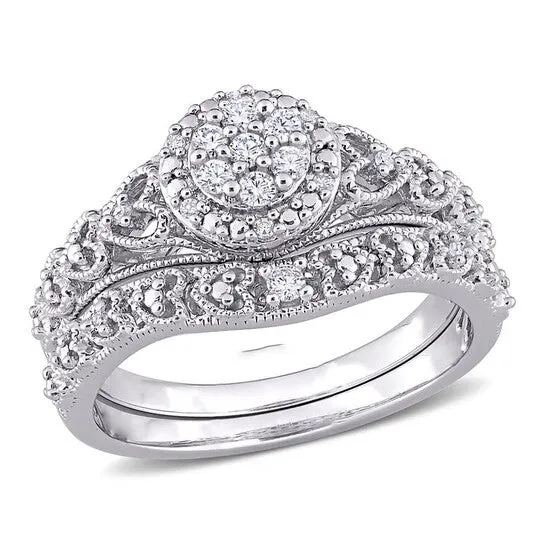 Original Amour Sterling Silver 15 CT TW Diamond Vintage Bridal Set JMS always Rings Original Amour Sterling Silver 15 CT TW Diamond Vintage Bridal Set JMS always Rings