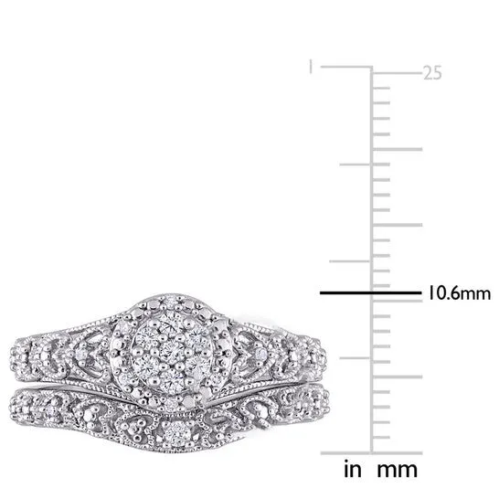 Original Amour Sterling Silver 15 CT TW Diamond Vintage Bridal Set JMS always Rings Original Amour Sterling Silver 15 CT TW Diamond Vintage Bridal Set JMS always Rings