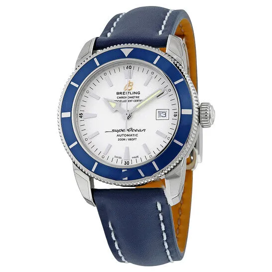 Original Breitling Superocean Heritage Automatic Silver Dial Blue Leather Mens Watch A1732116G717BLLD JMS always Watches