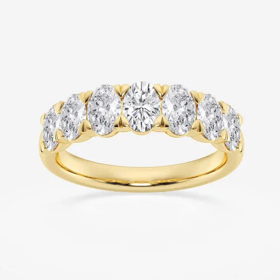 Original Brilliant Diamond 14K Yellow Gold 2 CTTW OvalCut LAB GROWN Diamond Seven Stone Anniversary Band FG SI1 JMS always Rings Original Brilliant Diamond 14K Yellow Gold 2 CTTW OvalCut LAB GROWN Diamond Seven Stone Anniversary Band FG SI1 JMS always Rings