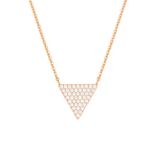 Original Elegant Confetti Womens 18K Rose Gold Plated CZ Simulated Diamond Pave Triangle Pendant Necklace JMS always Necklaces Original Elegant Confetti Womens 18K Rose Gold Plated CZ Simulated Diamond Pave Triangle Pendant Necklace JMS always Necklaces