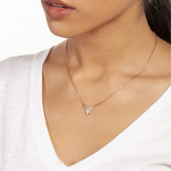 Original Elegant Confetti Womens 18K Rose Gold Plated CZ Simulated Diamond Pave Triangle Pendant Necklace JMS always Necklaces