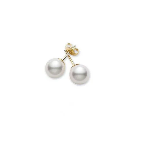 Original Mikimoto Akoya Pearl Stud Earrings with 18K Yellow Gold 665mm A JMS always Earrings Original Mikimoto Akoya Pearl Stud Earrings with 18K Yellow Gold 665mm A JMS always Earrings
