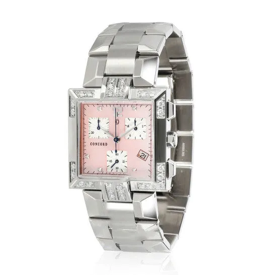 Original Preowned Concord La Scala Chronograph Quartz Diamond Pink Dial Ladies Watch 14H11371S JMS always Watches