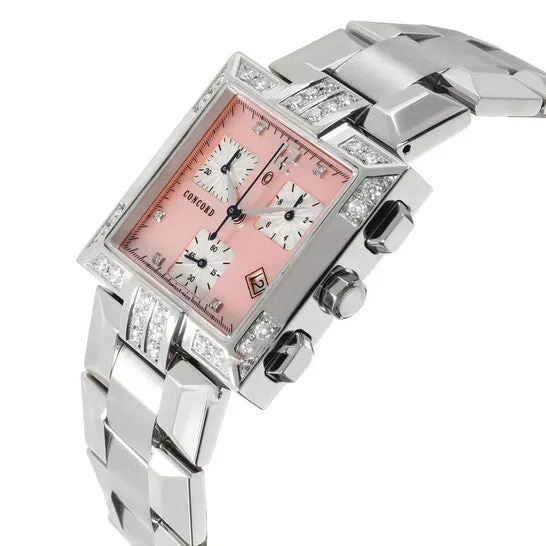 Original Preowned Concord La Scala Chronograph Quartz Diamond Pink Dial Ladies Watch 14H11371S JMS always Watches Original Preowned Concord La Scala Chronograph Quartz Diamond Pink Dial Ladies Watch 14H11371S JMS always Watches