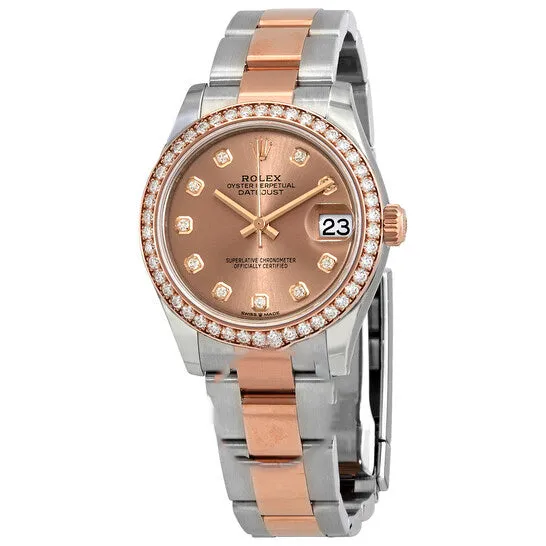 Original Rolex Datejust 31 Rose Diamond Dial Automatic Ladies Steel and Everose Gold Oyster Watch 278381PDO JMS always Earrings Original Rolex Datejust 31 Rose Diamond Dial Automatic Ladies Steel and Everose Gold Oyster Watch 278381PDO JMS always Earrings