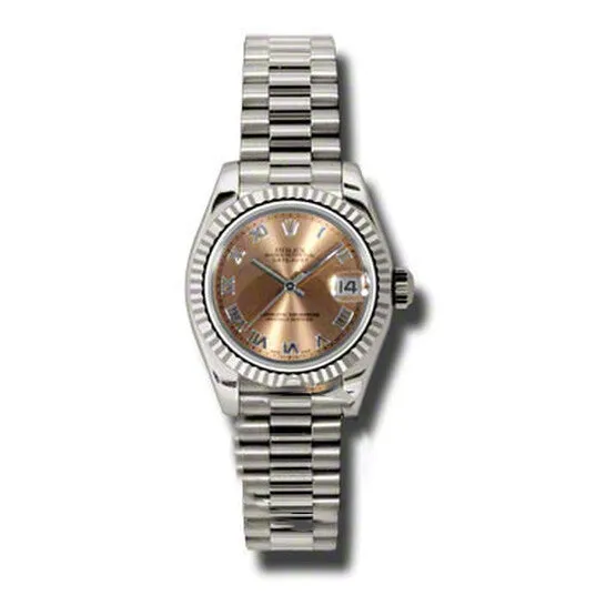 Original Rolex LadyDatejust 26 Pink Dial 18K White Gold President Automatic Ladies Watch 179179PRP JMS always PreStyled Sets