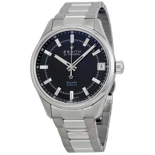 Original Zenith El Primero Espada Black Dial Stainless Steel Mens Watch 032170465021M2170 JMS always Bracelets Original Zenith El Primero Espada Black Dial Stainless Steel Mens Watch 032170465021M2170 JMS always Bracelets