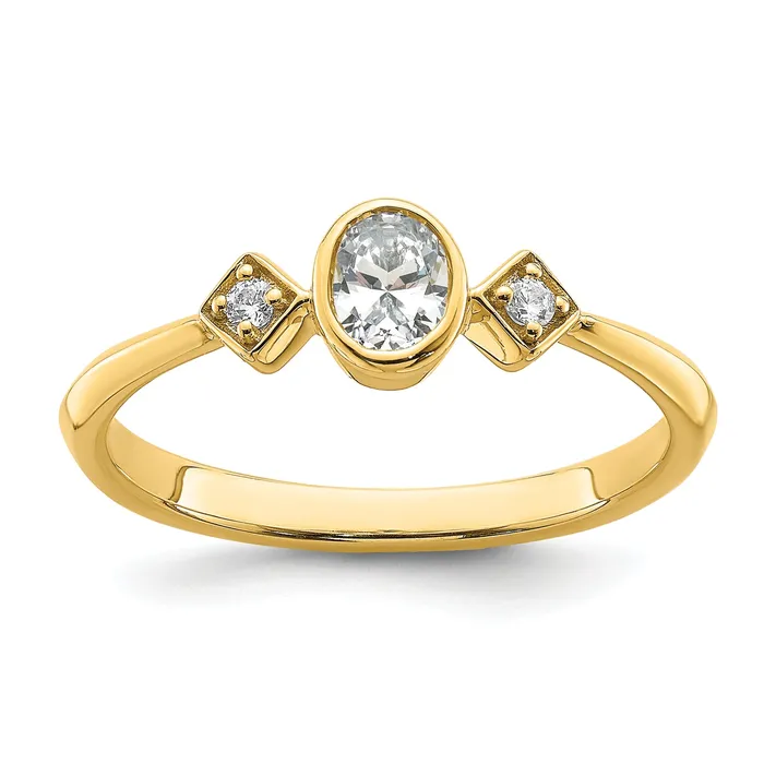 Rings 024ct CZ Solid Real 14k Polish Petite Oval Complete Dia Ring Goldia Rings 024ct CZ Solid Real 14k Polish Petite Oval Complete Dia Ring Goldia