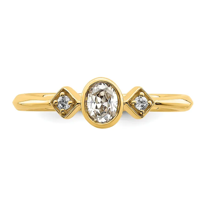 Rings 024ct CZ Solid Real 14k Polish Petite Oval Complete Dia Ring Goldia