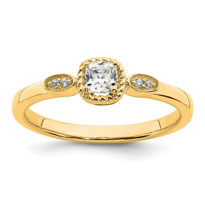 Rings 024ct CZ Solid Real 14k Polish Petite Rope Edge Cushion Complete Dia Ring Goldia Rings 024ct CZ Solid Real 14k Polish Petite Rope Edge Cushion Complete Dia Ring Goldia
