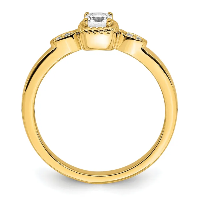 Rings 024ct CZ Solid Real 14k Polish Petite Rope Edge Cushion Complete Dia Ring Goldia