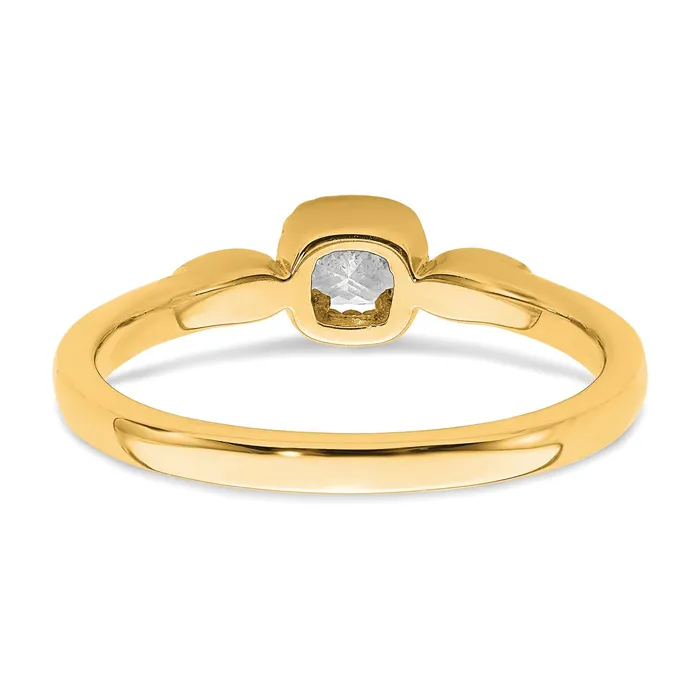 Rings 024ct CZ Solid Real 14k Polish Petite Rope Edge Cushion Complete Dia Ring Goldia