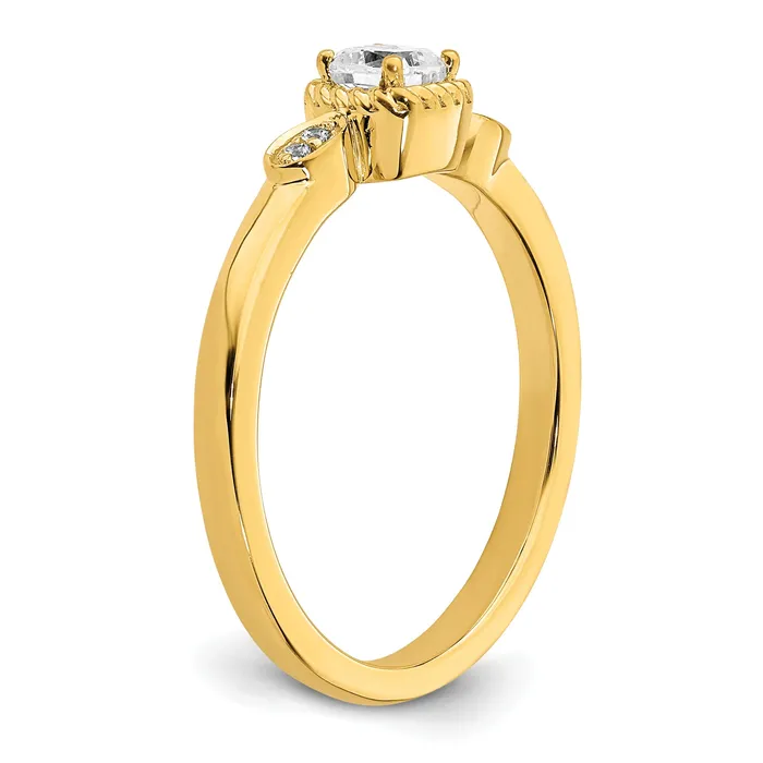Rings 024ct CZ Solid Real 14k Polish Petite Rope Edge Cushion Complete Dia Ring Goldia
