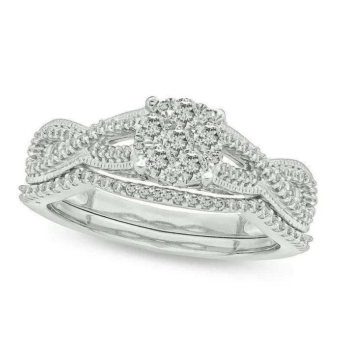 Rings 033 CT TW Composite Natural Diamond Twist Antique VintageInspired Bridal Engagement Ring Set in Sterling Silver Goldia Rings 033 CT TW Composite Natural Diamond Twist Antique VintageInspired Bridal Engagement Ring Set in Sterling Silver Goldia