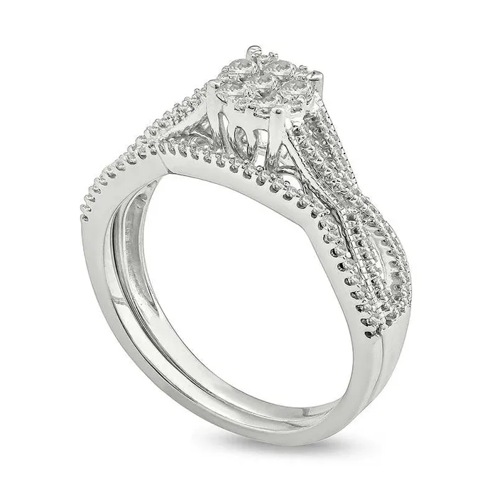Rings 033 CT TW Composite Natural Diamond Twist Antique VintageInspired Bridal Engagement Ring Set in Sterling Silver Goldia Rings 033 CT TW Composite Natural Diamond Twist Antique VintageInspired Bridal Engagement Ring Set in Sterling Silver Goldia
