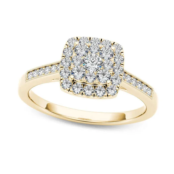 Rings 050 CT TW Composite Natural Diamond Square Frame Antique VintageStyle Engagement Ring in Solid 14K Gold Goldia Rings 050 CT TW Composite Natural Diamond Square Frame Antique VintageStyle Engagement Ring in Solid 14K Gold Goldia