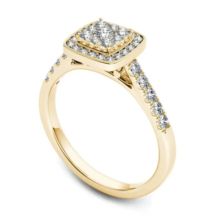 Rings 050 CT TW Composite Natural Diamond Square Frame Antique VintageStyle Engagement Ring in Solid 14K Gold Goldia Rings 050 CT TW Composite Natural Diamond Square Frame Antique VintageStyle Engagement Ring in Solid 14K Gold Goldia