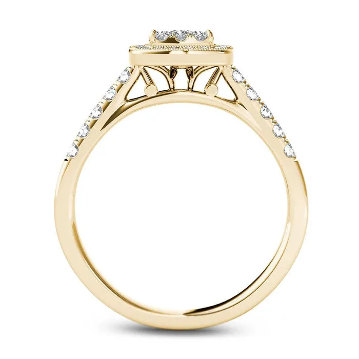 Rings 050 CT TW Composite Natural Diamond Square Frame Antique VintageStyle Engagement Ring in Solid 14K Gold Goldia Rings 050 CT TW Composite Natural Diamond Square Frame Antique VintageStyle Engagement Ring in Solid 14K Gold Goldia