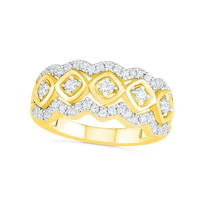 Rings 050 CT TW Natural Diamond Tilted Square Frames Ring in Solid 10K Yellow Gold Goldia Rings 050 CT TW Natural Diamond Tilted Square Frames Ring in Solid 10K Yellow Gold Goldia