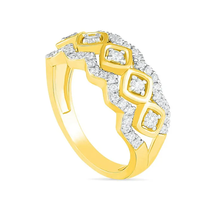 Rings 050 CT TW Natural Diamond Tilted Square Frames Ring in Solid 10K Yellow Gold Goldia Rings 050 CT TW Natural Diamond Tilted Square Frames Ring in Solid 10K Yellow Gold Goldia