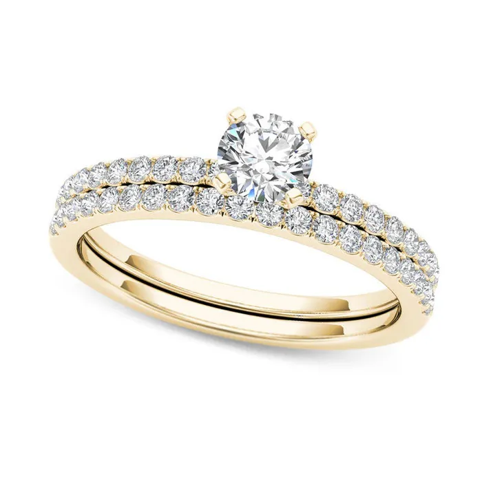 Rings 075 CT TW Natural Diamond Bridal Engagement Ring Set in Solid 14K Gold Goldia Rings 075 CT TW Natural Diamond Bridal Engagement Ring Set in Solid 14K Gold Goldia