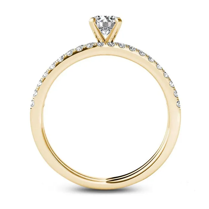 Rings 075 CT TW Natural Diamond Bridal Engagement Ring Set in Solid 14K Gold Goldia
