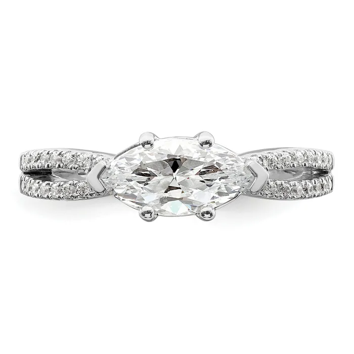 Rings 100ct CZ Solid Real 14k White East West 1ct Marquise Eng Dia Ring Goldia