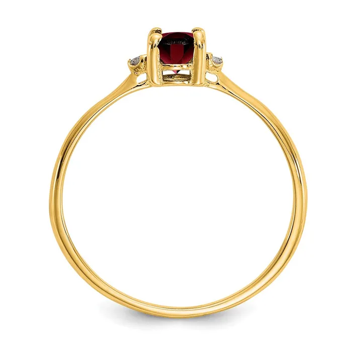Rings 10K Yellow Gold Polished Geniune Real Diamond Garnet Birthstone Ring Goldiacom