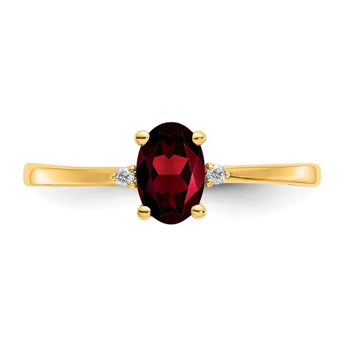 Rings 10K Yellow Gold Polished Geniune Real Diamond Garnet Birthstone Ring Goldiacom
