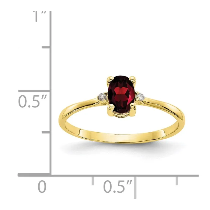 Rings 10K Yellow Gold Polished Geniune Real Diamond Garnet Birthstone Ring Goldiacom