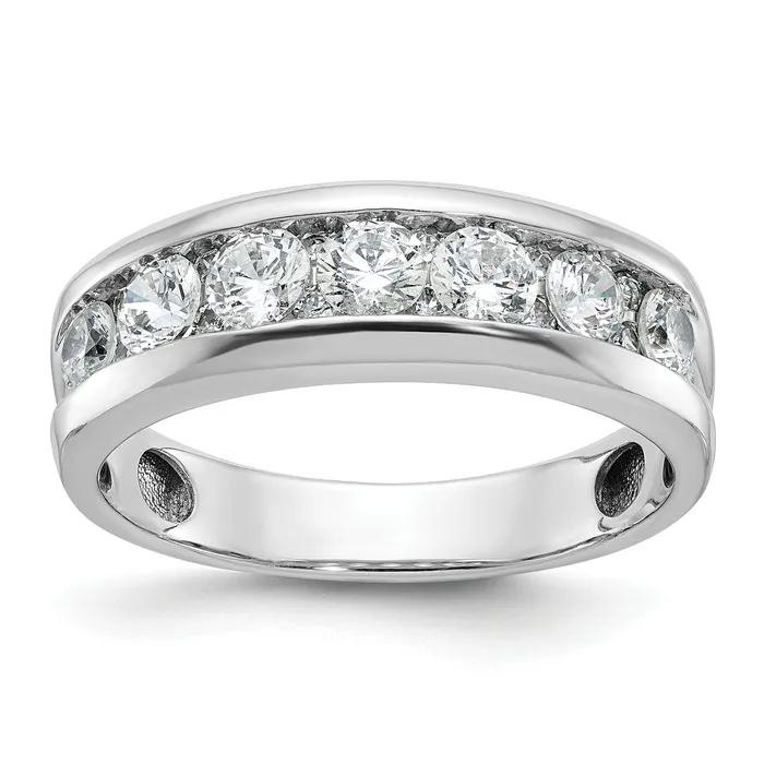 Rings 14k White Gold 1 Ct Lab Grown Diamond VSSI G Seven Stone Polished Mens Ring Goldia Rings 14k White Gold 1 Ct Lab Grown Diamond VSSI G Seven Stone Polished Mens Ring Goldia